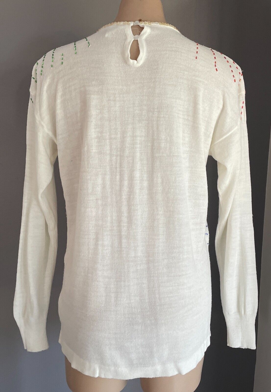 SIE Knit Top Jumper White Long Sleeve Beaded Sequin Embellished Size M 10 12
