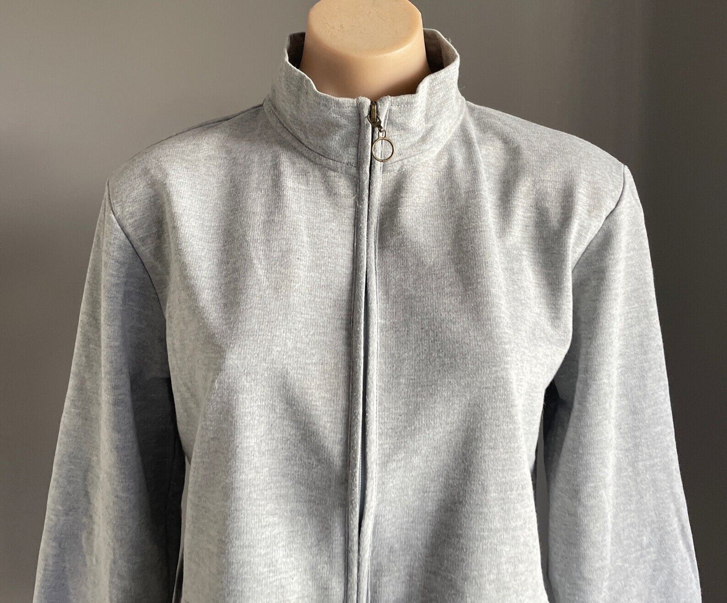 SPIRIT Jacket Zip Front Sweater Grey Marle Long Sleeve Top Size M 12 Casual