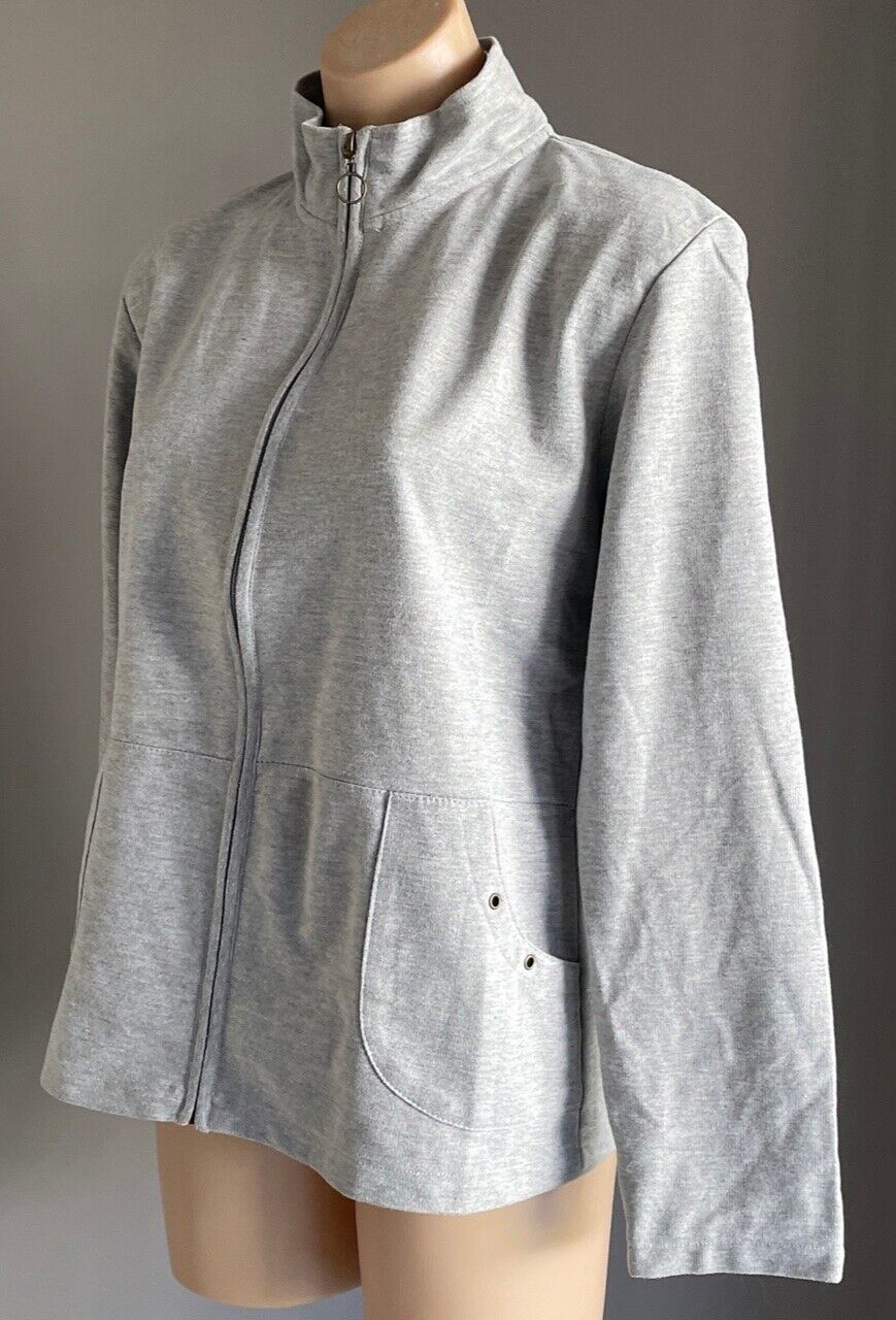 SPIRIT Jacket Zip Front Sweater Grey Marle Long Sleeve Top Size M 12 Casual