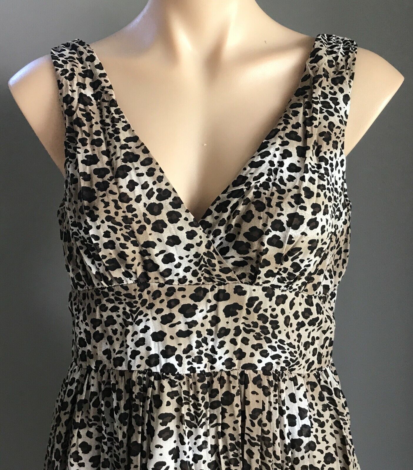 EXPRESSION Empire Waist Dress Sleeveless Animal Leopard Print Ladies Size 10