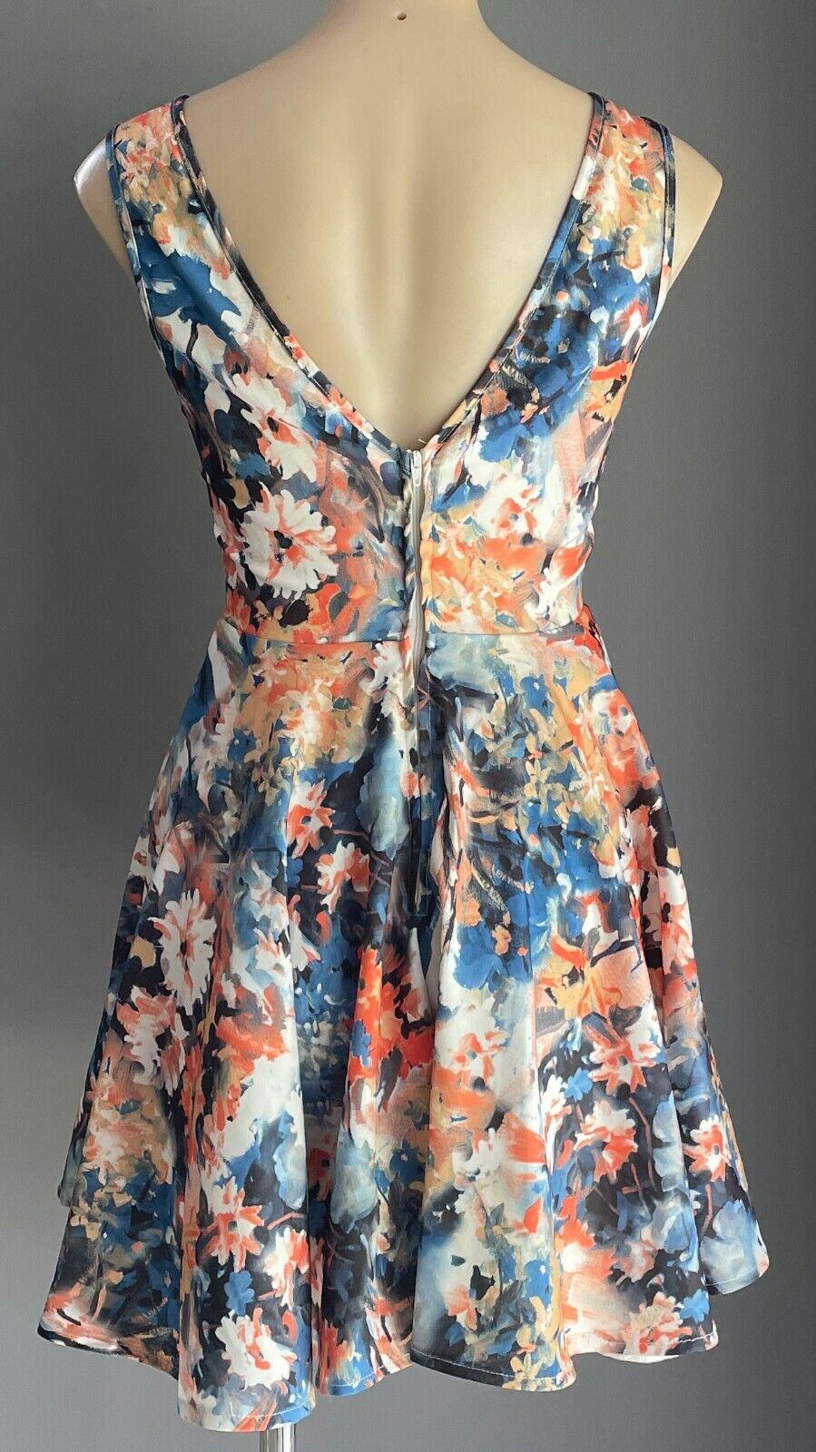 MISS CHERRY A-Line Tea Dress Floral Sleeveless Size 8 10 Retro 1950s Vibe!
