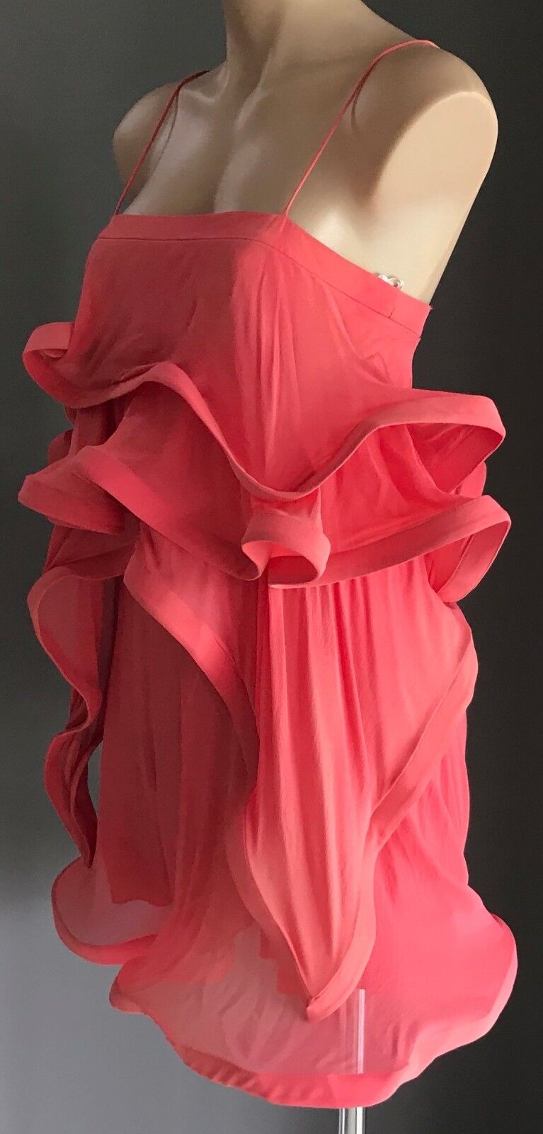 Hens BridesMaid ROSE NOIR Silk Mini Dress Coral Red Wired Costume Size 8 10 NEW