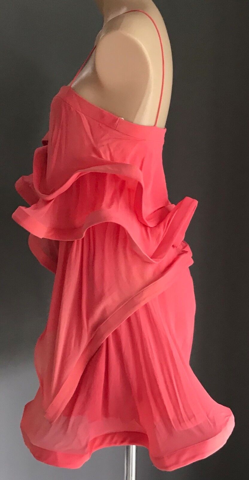 Hens BridesMaid ROSE NOIR Silk Mini Dress Coral Red Wired Costume Size 8 10 NEW