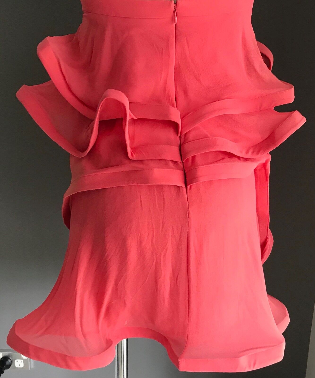 Hens BridesMaid ROSE NOIR Silk Mini Dress Coral Red Wired Costume Size 8 10 NEW