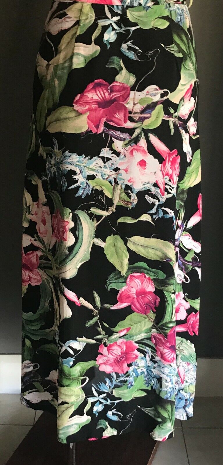 CHASING KATE by ST FROCK Maxi Dress Wrap Size 10 Ruffle Trim Floral Print