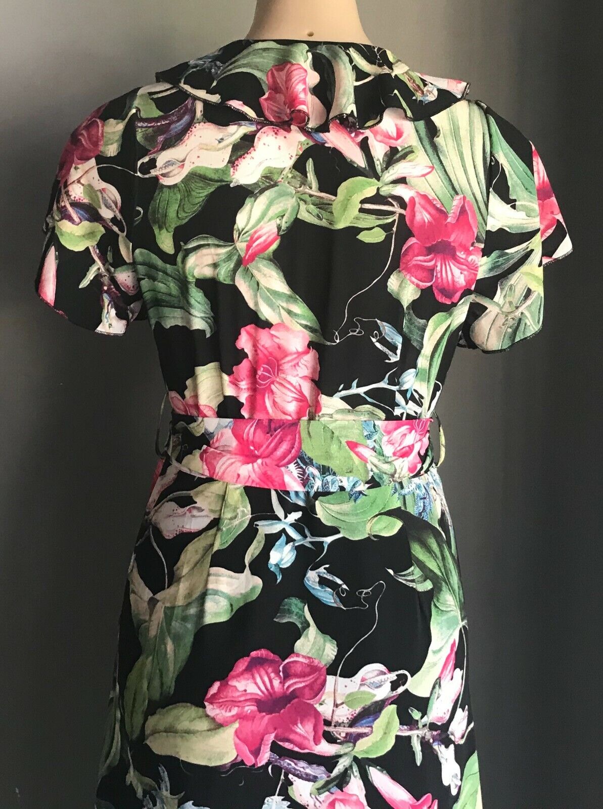 CHASING KATE by ST FROCK Maxi Dress Wrap Size 10 Ruffle Trim Floral Print