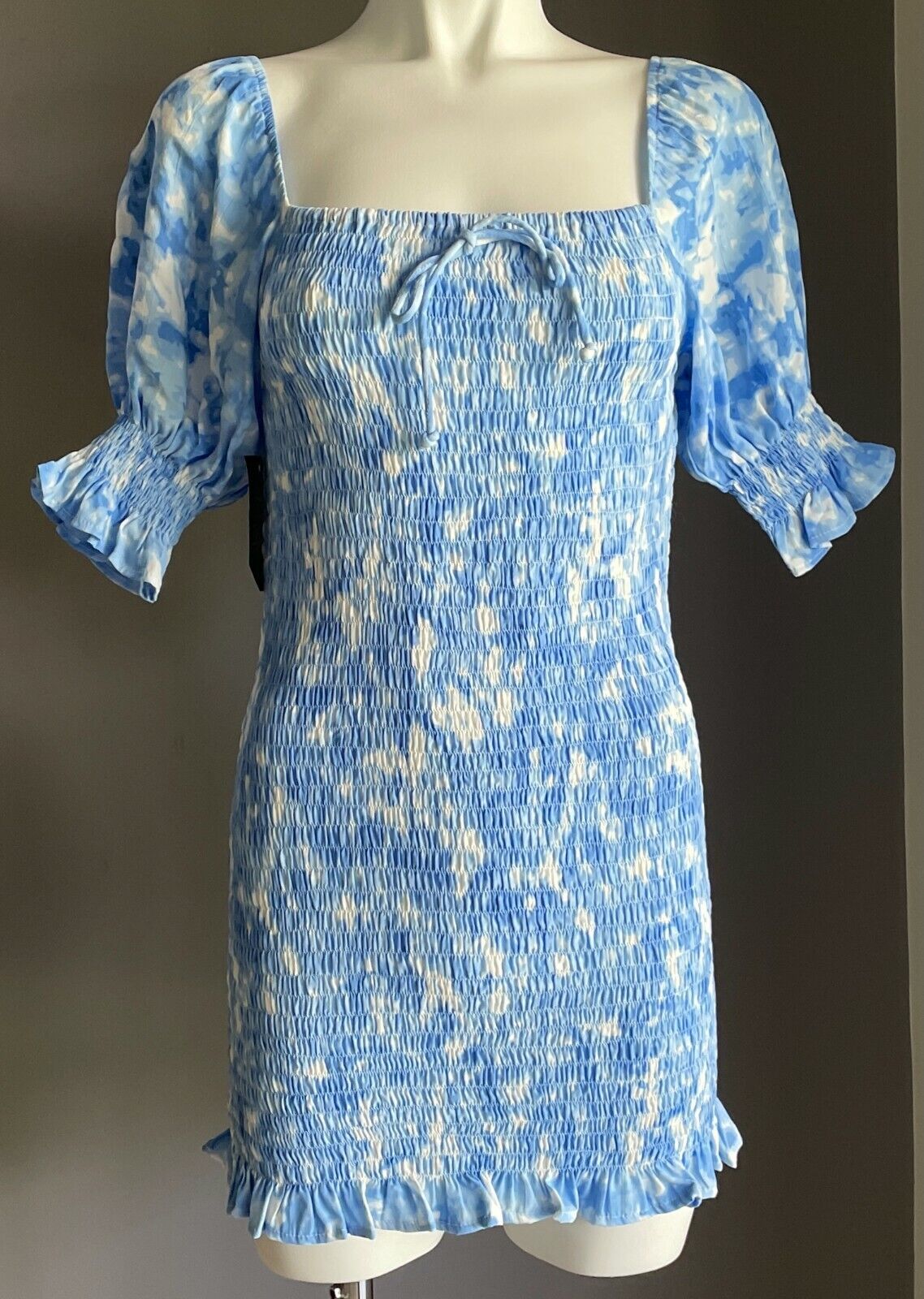 FAITHFULL THE BRAND "Magnolia" Mini Dress Shirred Tie Dyed Size 6 AU 8 10 NEW