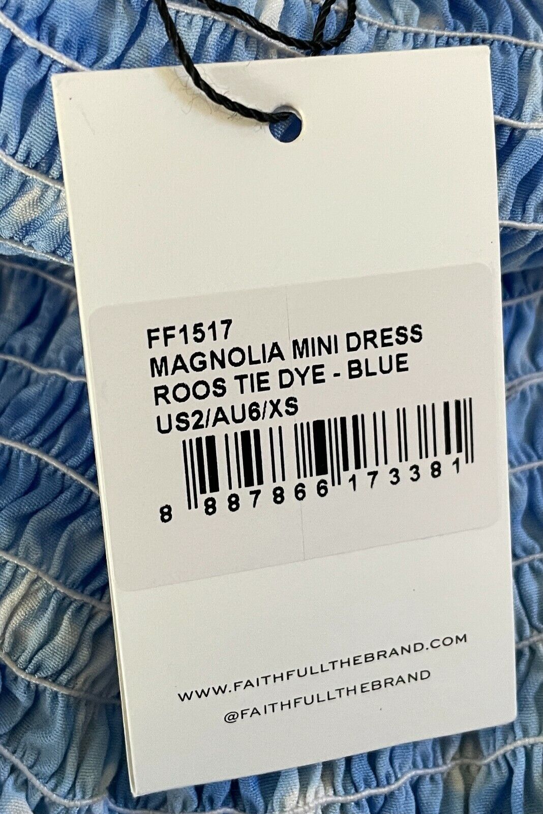 FAITHFULL THE BRAND "Magnolia" Mini Dress Shirred Tie Dyed Size 6 AU 8 10 NEW
