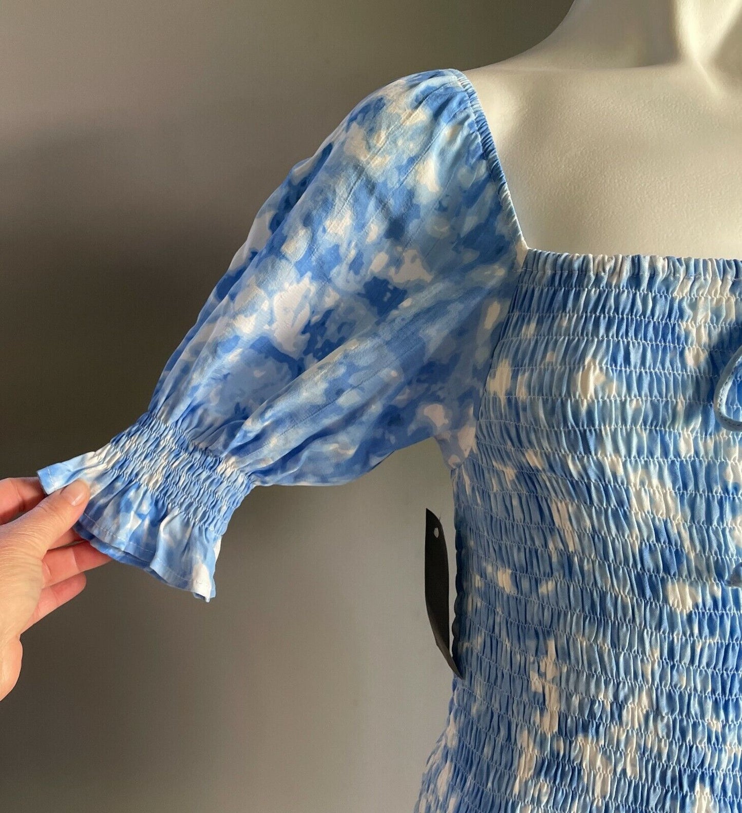 FAITHFULL THE BRAND "Magnolia" Mini Dress Shirred Tie Dyed Size 6 AU 8 10 NEW