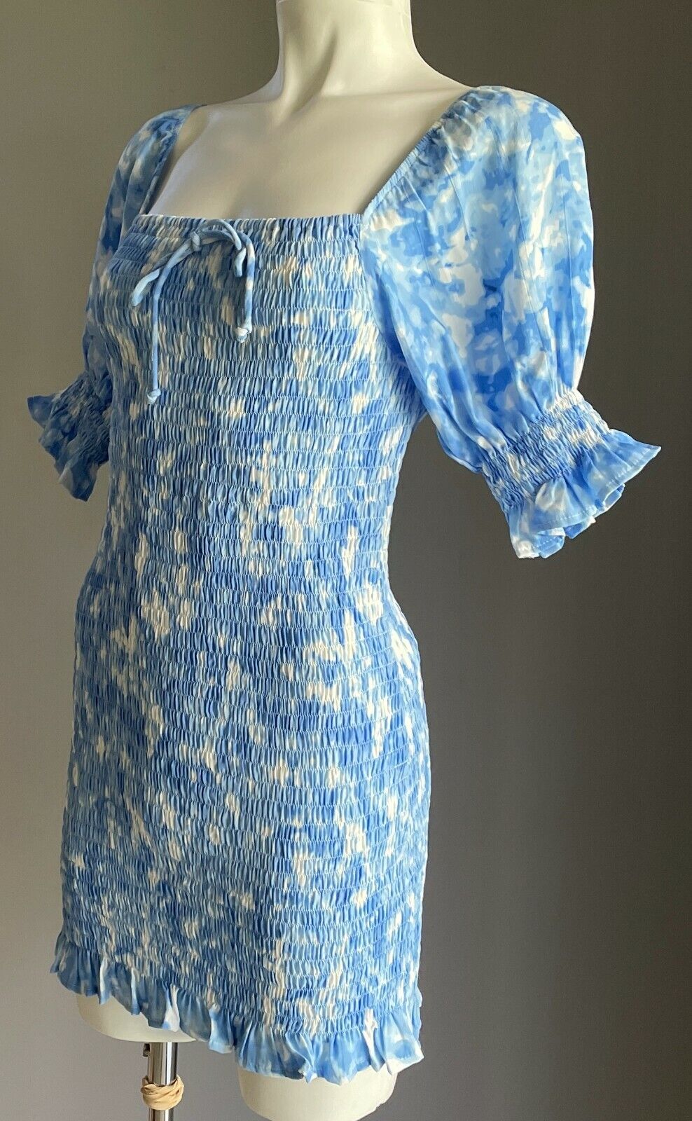 FAITHFULL THE BRAND "Magnolia" Mini Dress Shirred Tie Dyed Size 6 AU 8 10 NEW