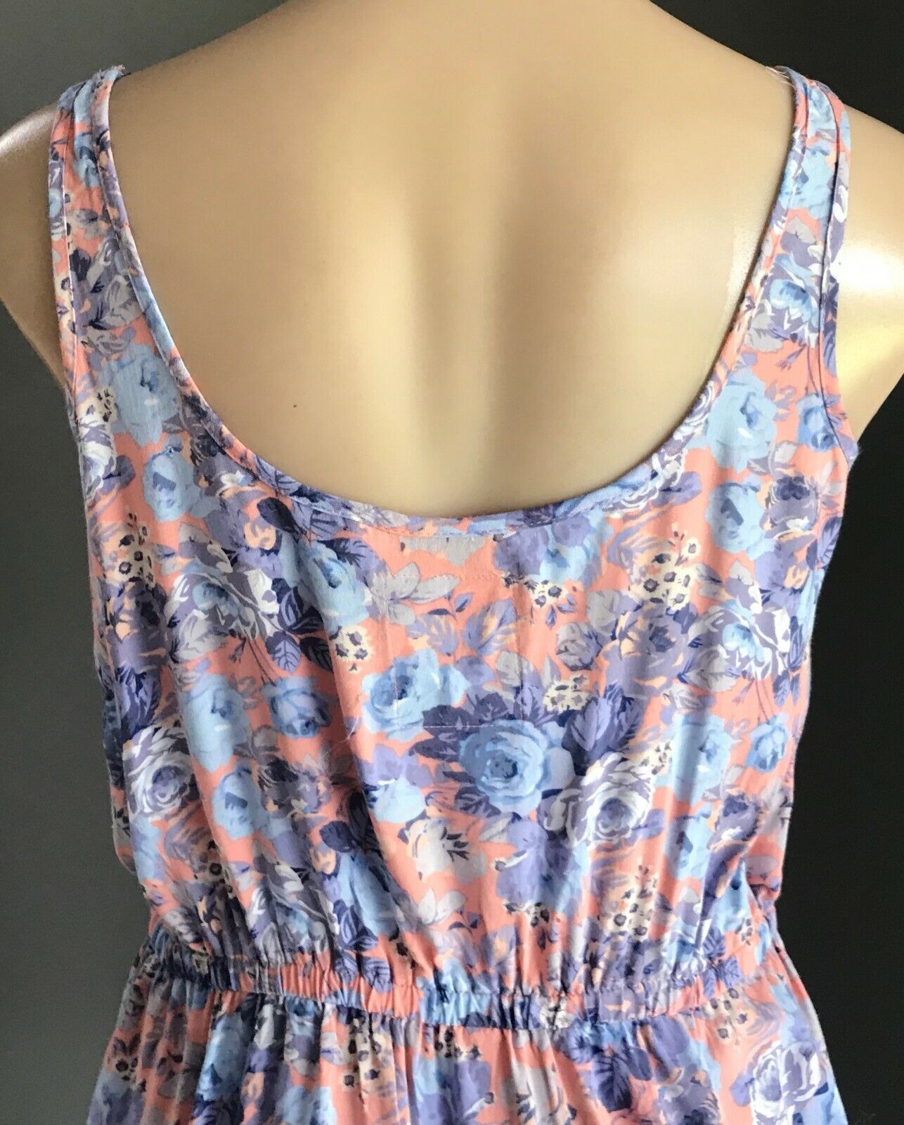 DRESS ME UP Mini Dress Coral Red Blue Floral Elastic Waist Size S 10 NEW Sun