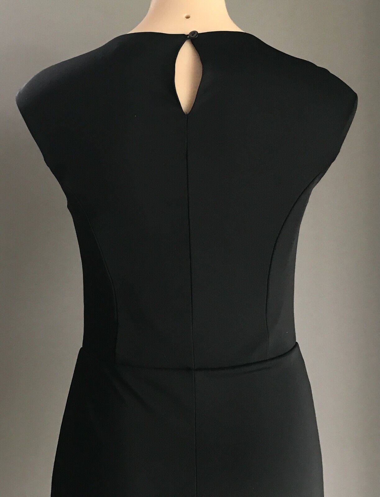 TRENERY Sheath Dress Black Sleeveless Gathered Midi Length Stretch Size XS 10