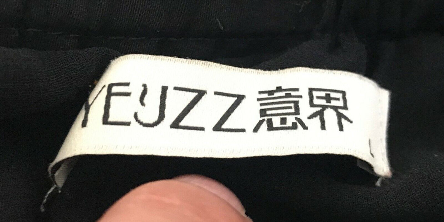 YEUZZ Fit & Flare Dress Black Short Sleeve Slit Back Ladies  Size L 10