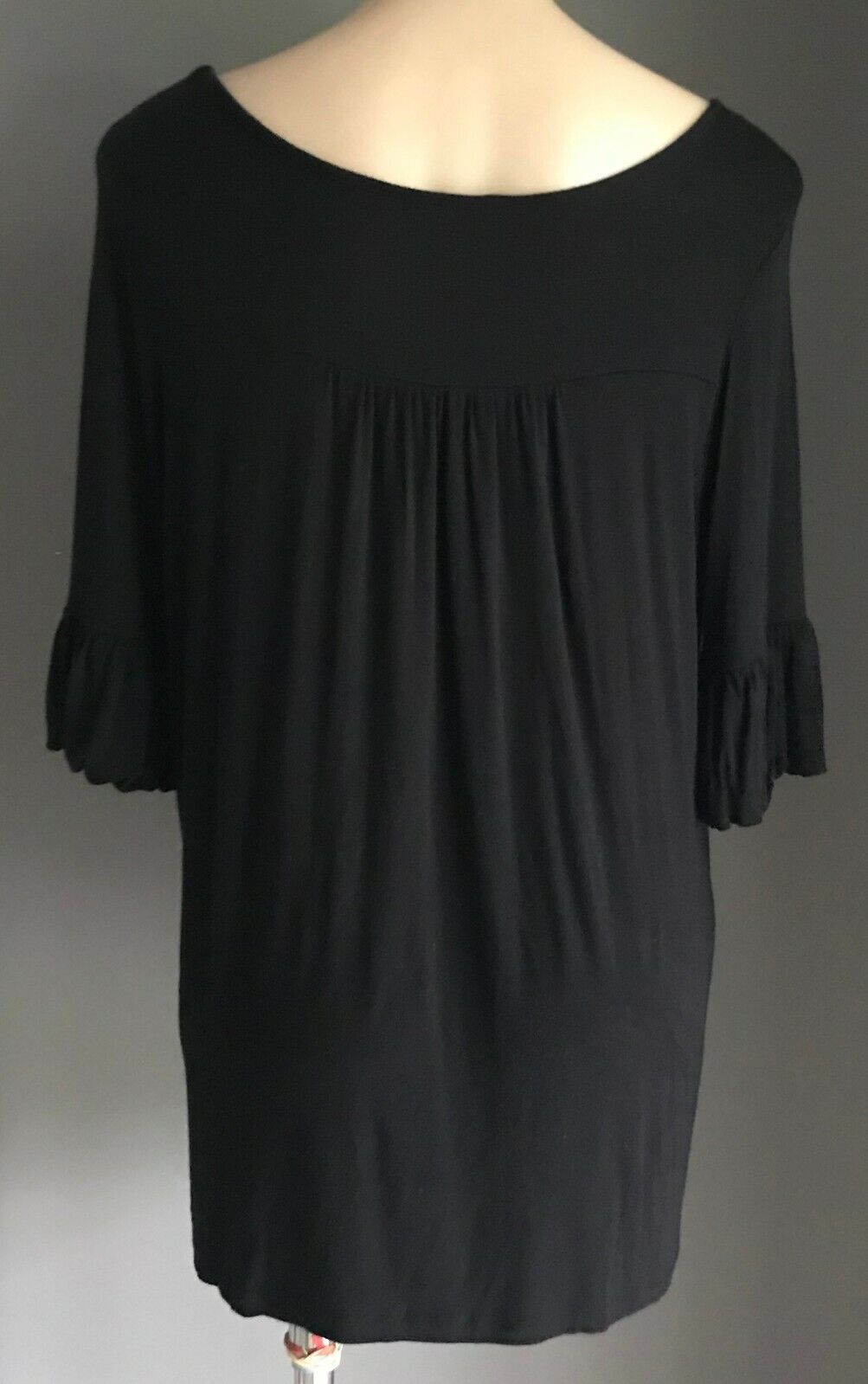 NOW Black Top Short Trumpet Sleeve Stretch Tee Blouse Ladies Size 16