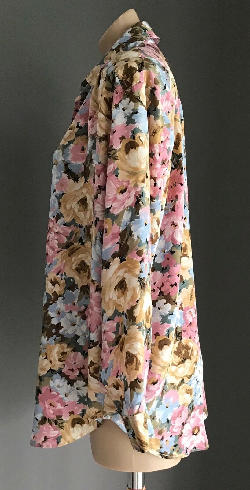 STUDIO DESIGN Blouse Long Sleeve Floral Print Top Shoulder Pads Ladies Size 16