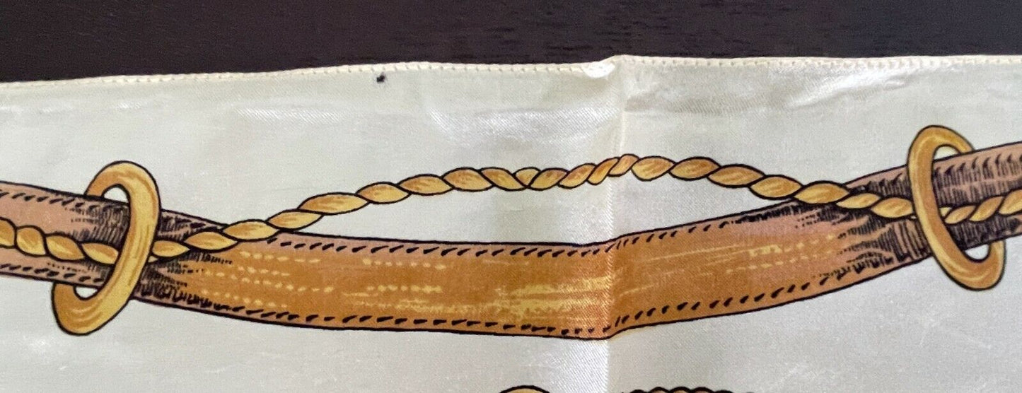 Neck SCARF SOUVENIR DE PARIS Gold Poly Satin Notre Dame Eiffel Versailles 67 cm