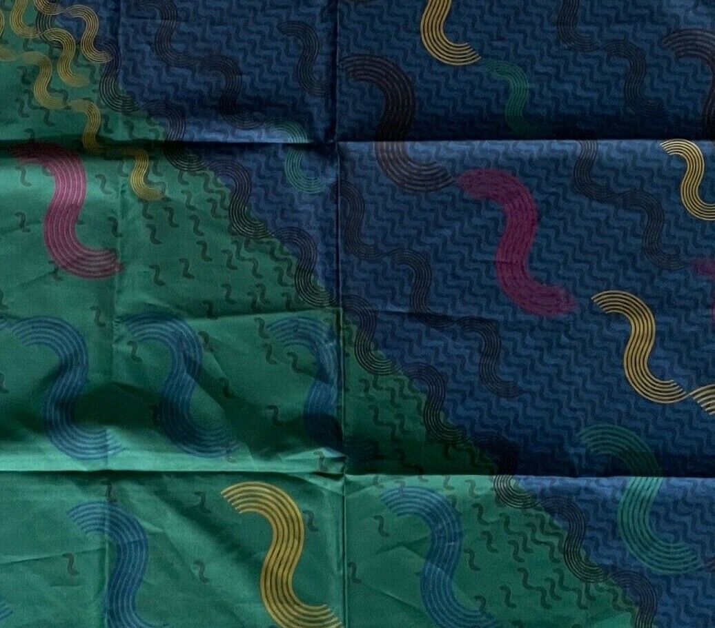 Neck SCARF Neckerchief Australian Made 69cm Green Blue Gold Burgundy Swirl NEW