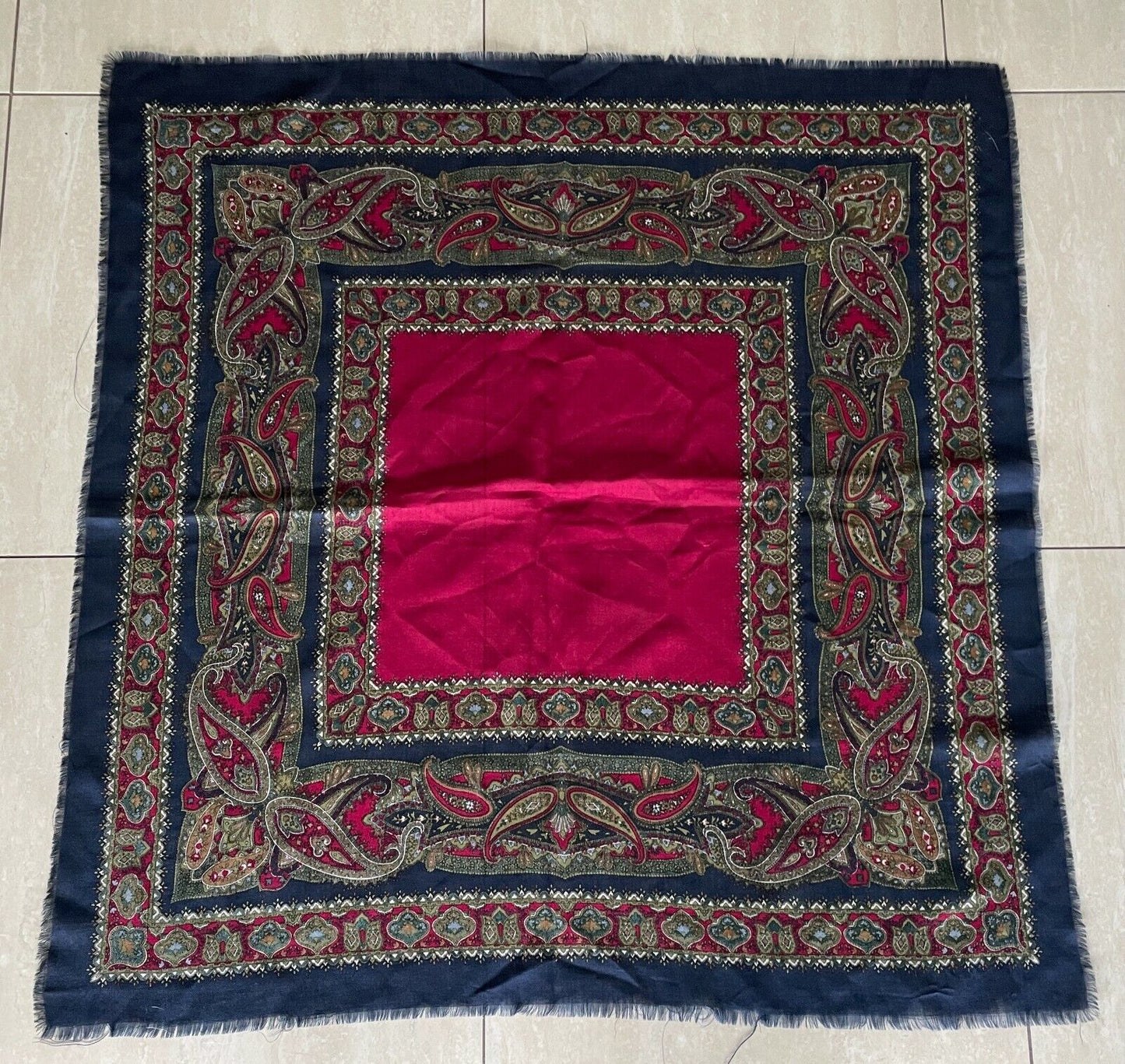 Square Neck SCARF Navy Burgundy Multi Colour Paisley Large Shawl Wrap NEW