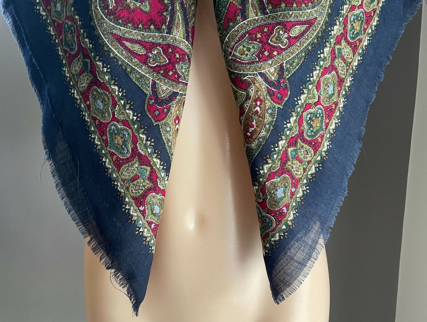 Square Neck SCARF Navy Burgundy Multi Colour Paisley Large Shawl Wrap NEW