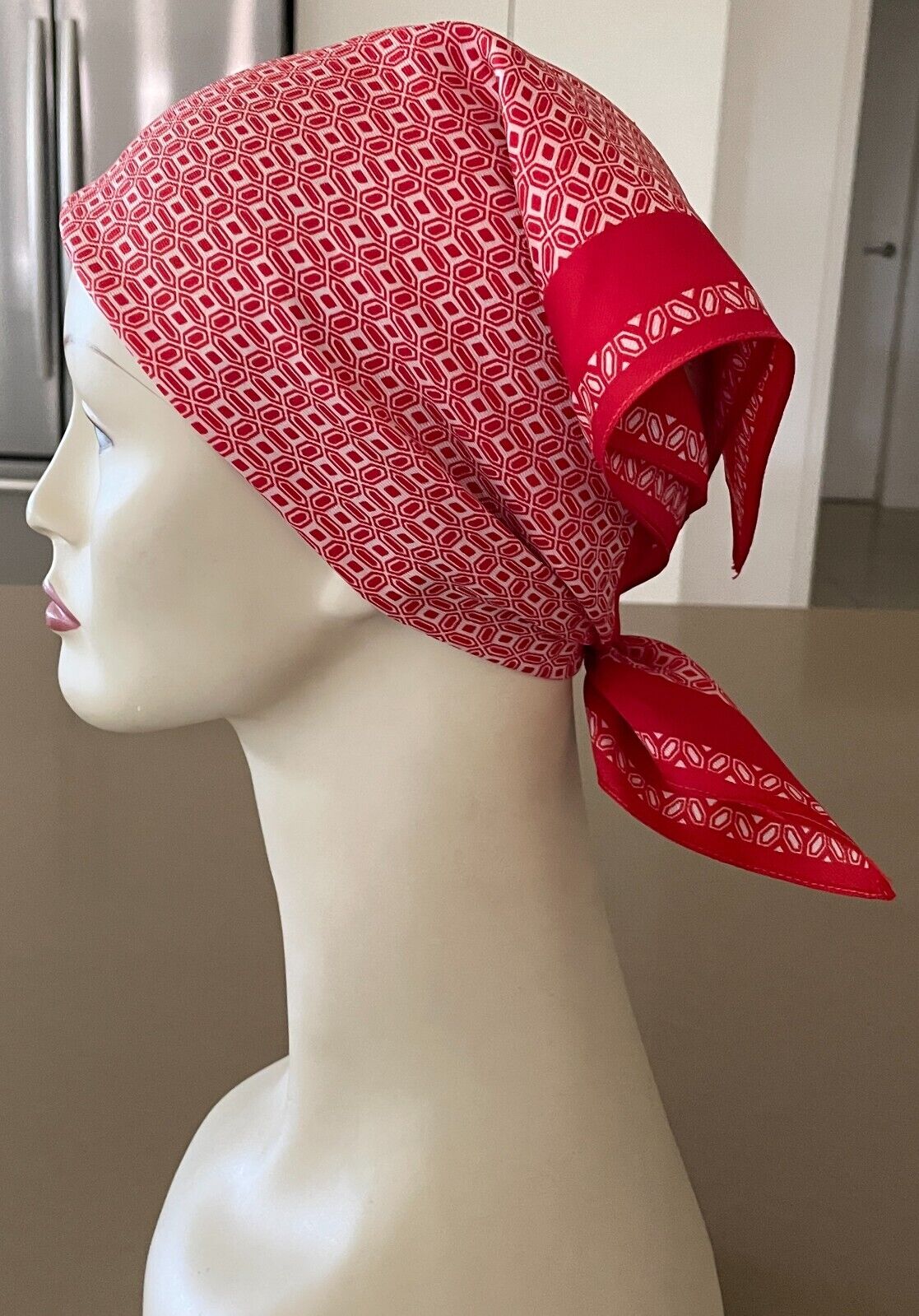 Neck SCARF Neckerchief Square Rockabilly Red White Foulard  Pin Up Bandana NEW