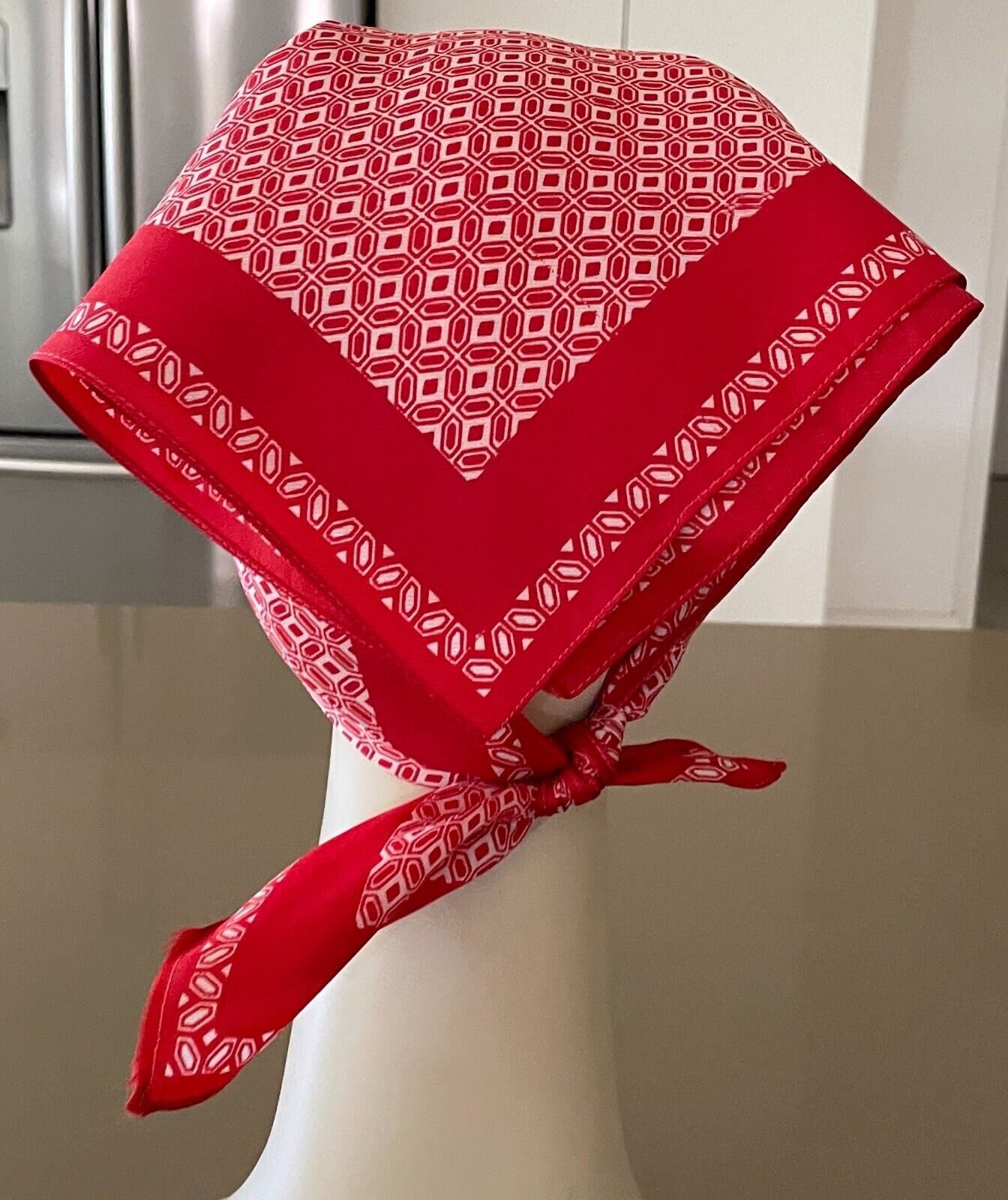 Neck SCARF Neckerchief Square Rockabilly Red White Foulard  Pin Up Bandana NEW