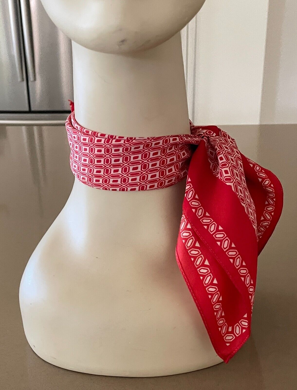 Neck SCARF Neckerchief Square Rockabilly Red White Foulard  Pin Up Bandana NEW