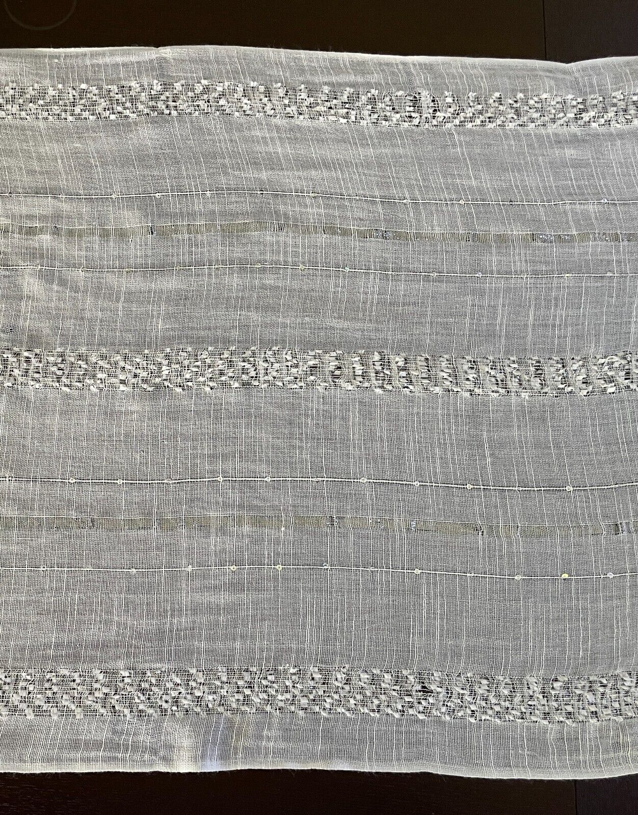 SPORTSGIRL Neck SCARF  White Silver Lurex Shawl Rectangle Glitter 53x186cm NEW