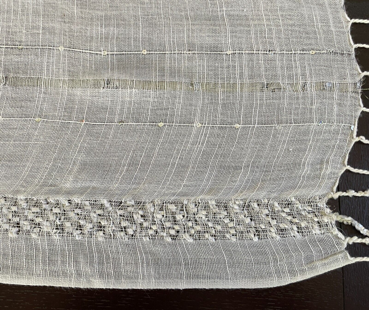 SPORTSGIRL Neck SCARF  White Silver Lurex Shawl Rectangle Glitter 53x186cm NEW