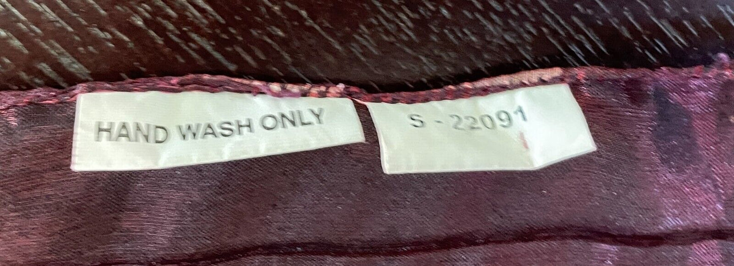 Neck SCARF Burgundy Iridescent Textured Organza Shawl Rectangle Crease Pleated