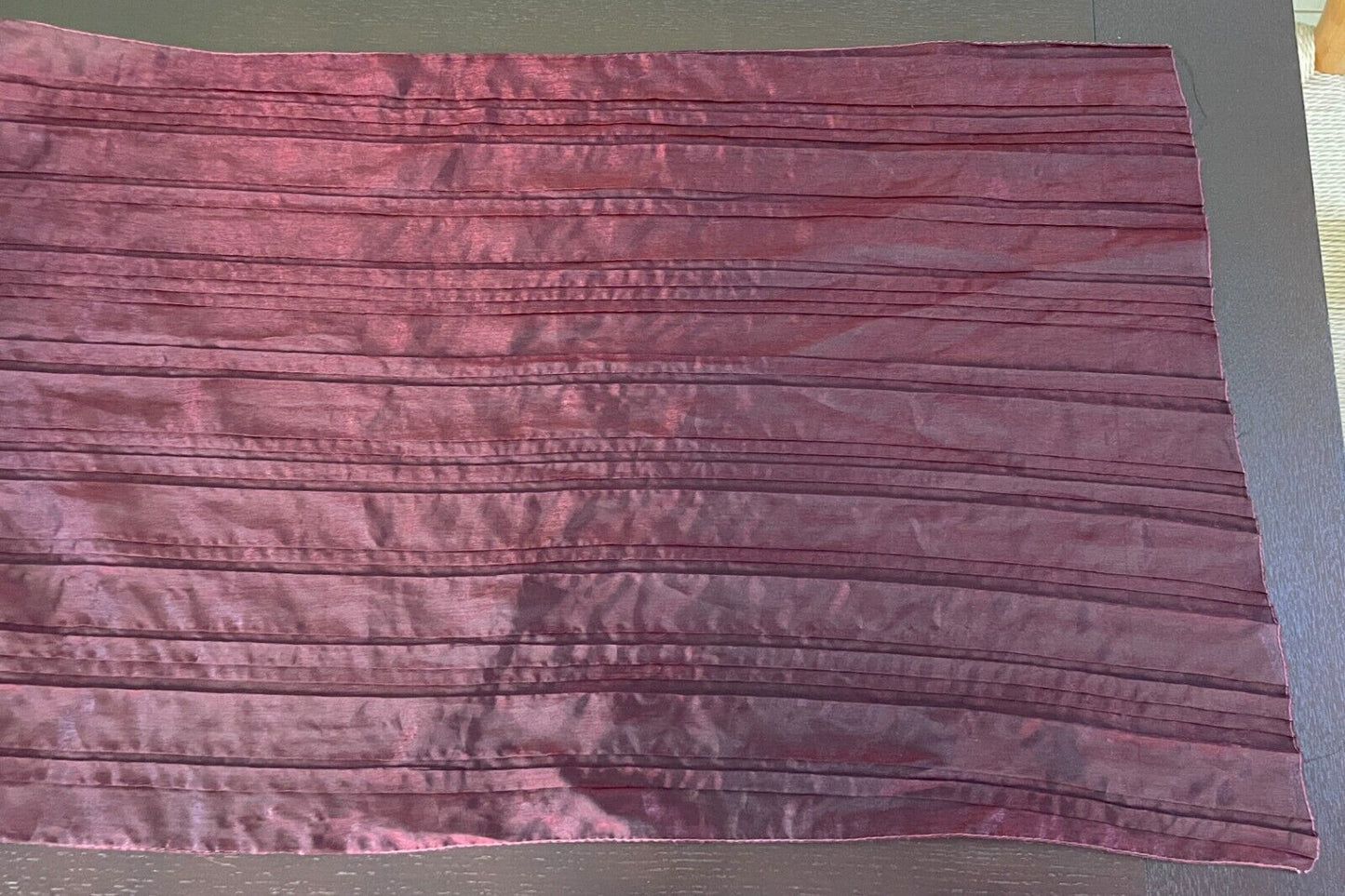 Neck SCARF Burgundy Iridescent Textured Organza Shawl Rectangle Crease Pleated