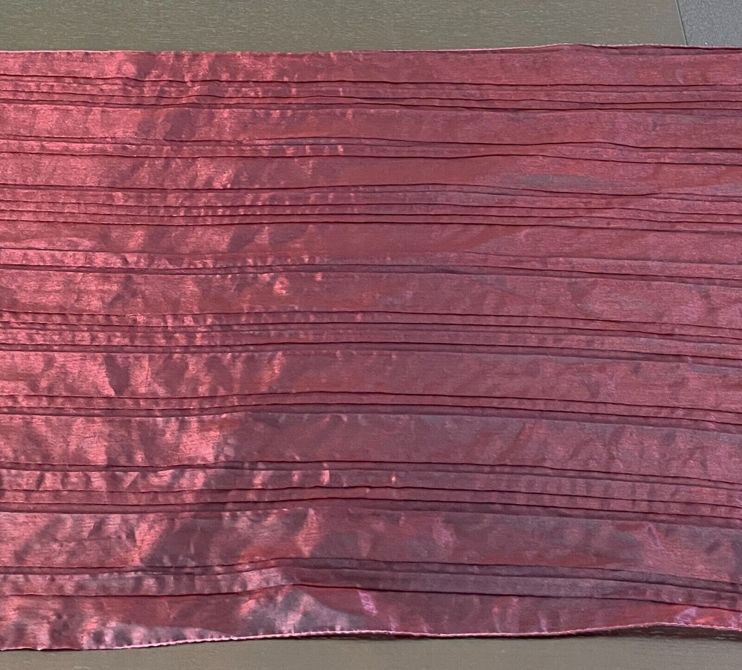Neck SCARF Burgundy Iridescent Textured Organza Shawl Rectangle Crease Pleated