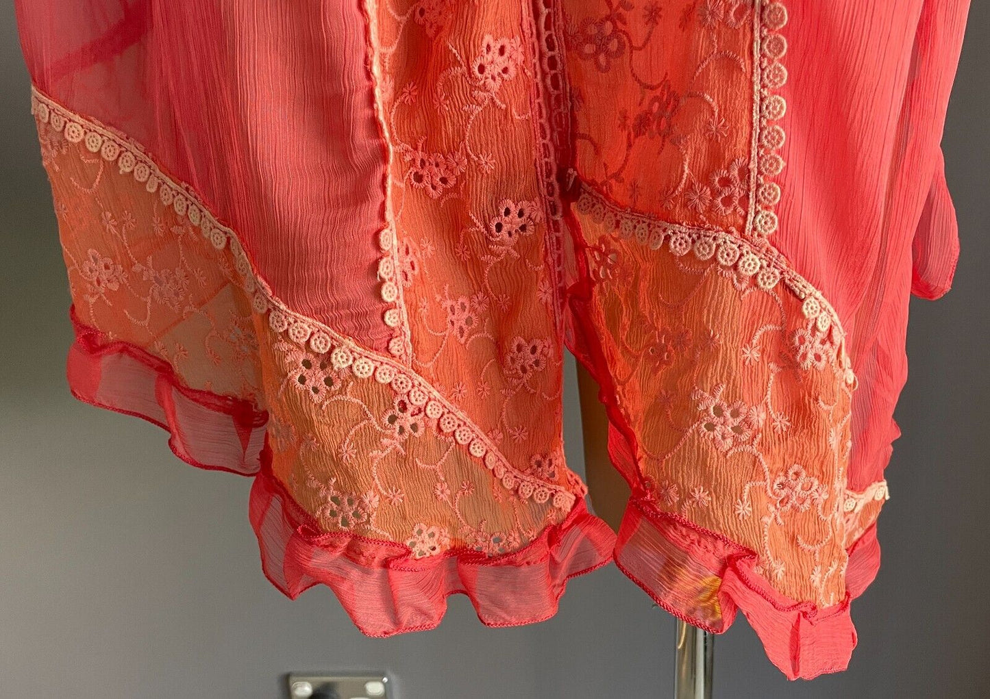 Neck SCARF MANLIWEISHA Semi Sheer Coral Shawl Rectangle Ruffle Broderie Anglaise