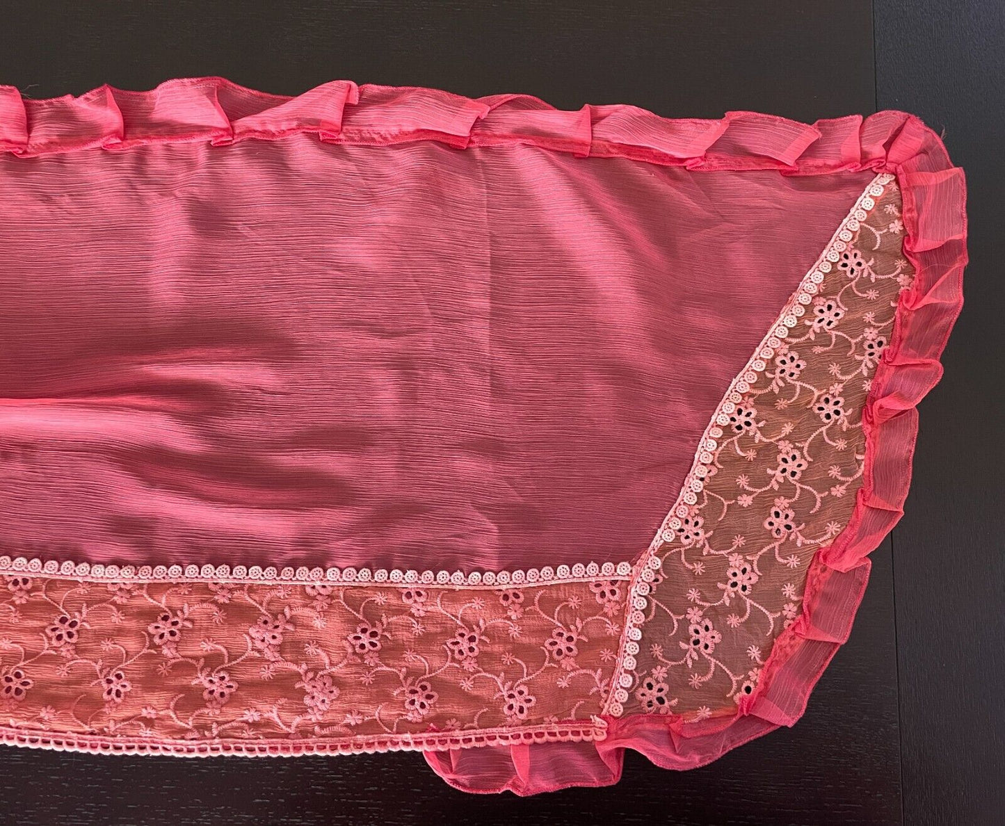 Neck SCARF MANLIWEISHA Semi Sheer Coral Shawl Rectangle Ruffle Broderie Anglaise