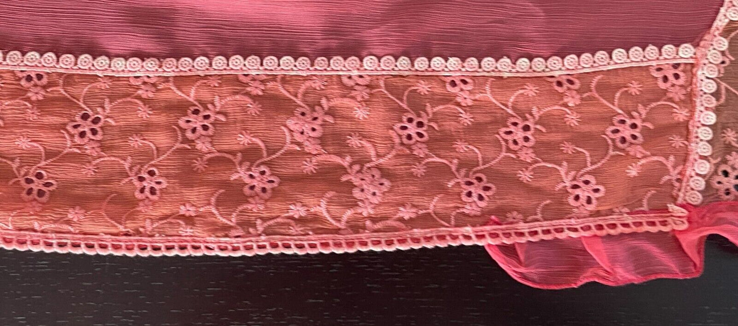 Neck SCARF MANLIWEISHA Semi Sheer Coral Shawl Rectangle Ruffle Broderie Anglaise