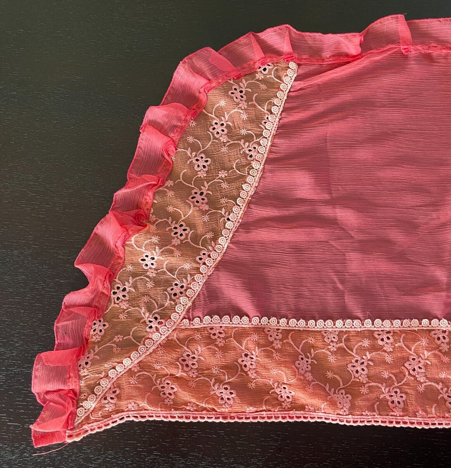 Neck SCARF MANLIWEISHA Semi Sheer Coral Shawl Rectangle Ruffle Broderie Anglaise