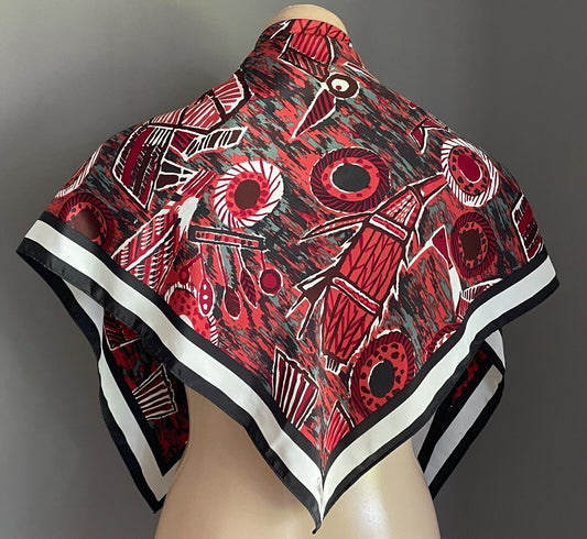 NUTRI-METICS Neck SCARF  Orange Crimson Grey White Black Abstract  Shawl Wrap