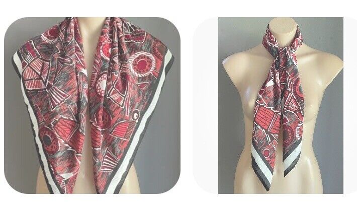 NUTRI-METICS Neck SCARF  Orange Crimson Grey White Black Abstract  Shawl Wrap
