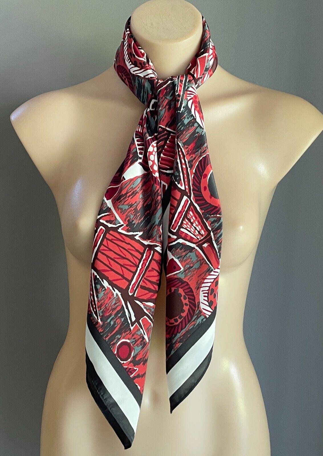 NUTRI-METICS Neck SCARF  Orange Crimson Grey White Black Abstract  Shawl Wrap