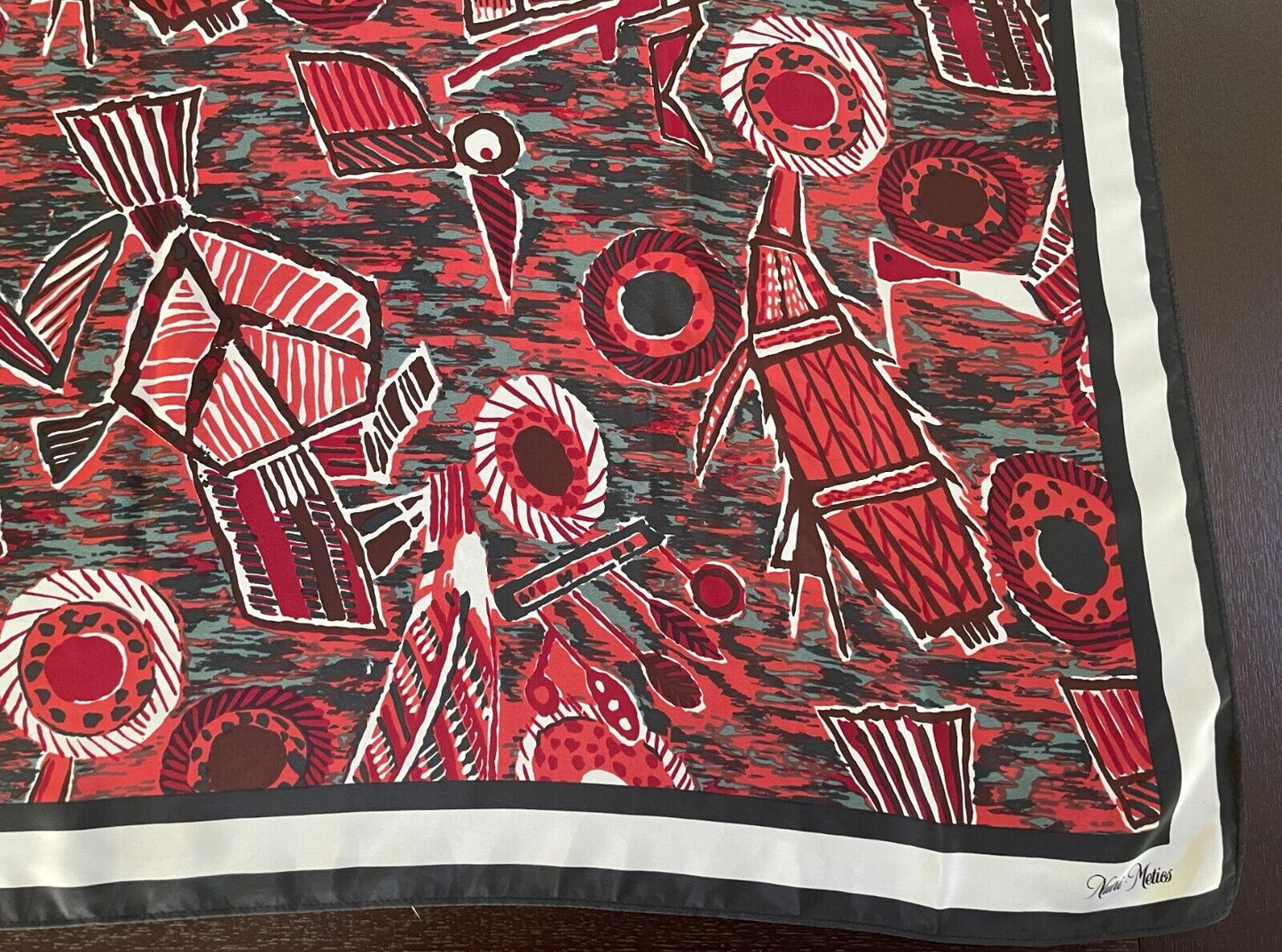 NUTRI-METICS Neck SCARF  Orange Crimson Grey White Black Abstract  Shawl Wrap
