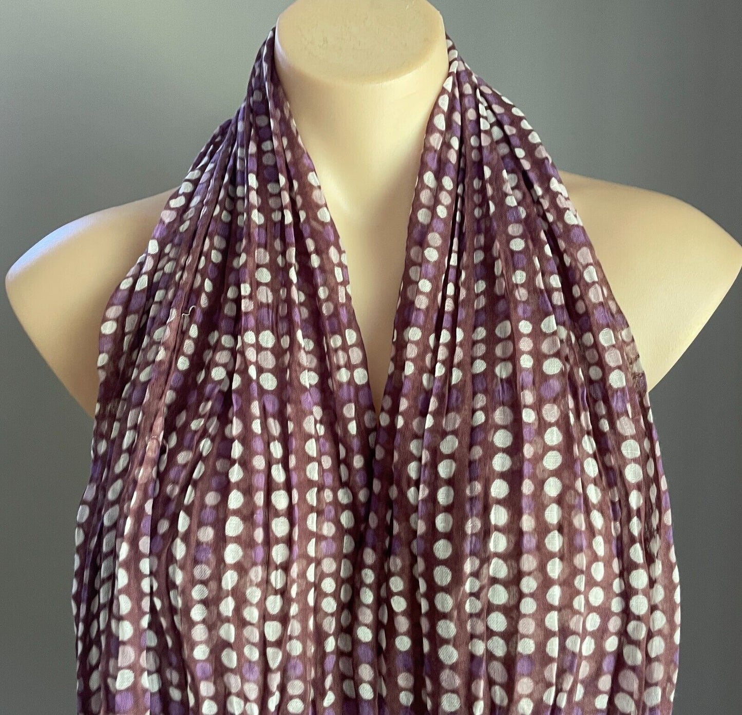 Neck SCARF Dot Paisley Crinkle Plisse Lightweight Cotton Long 70cm x 177cm