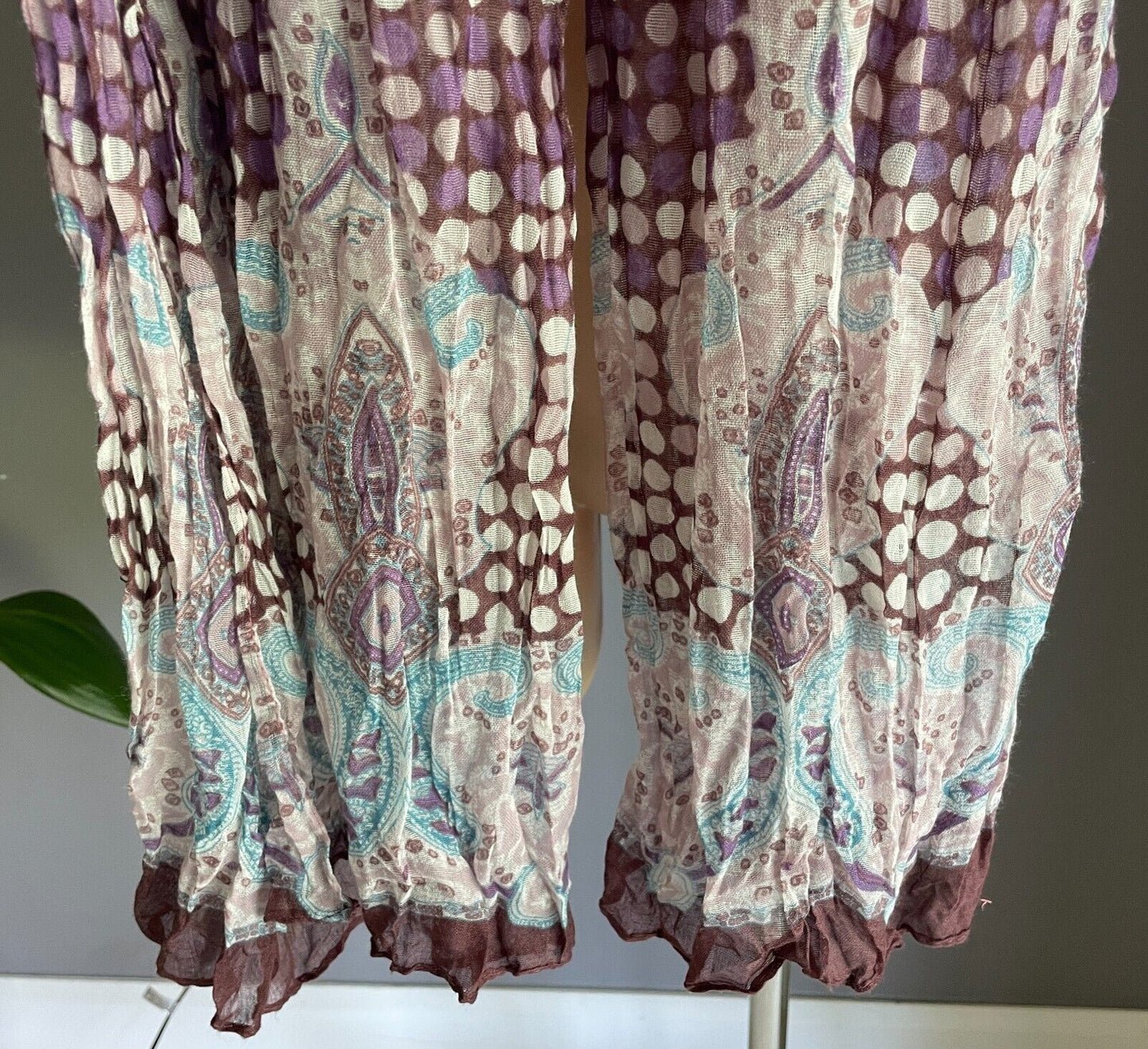 Neck SCARF Dot Paisley Crinkle Plisse Lightweight Cotton Long 70cm x 177cm