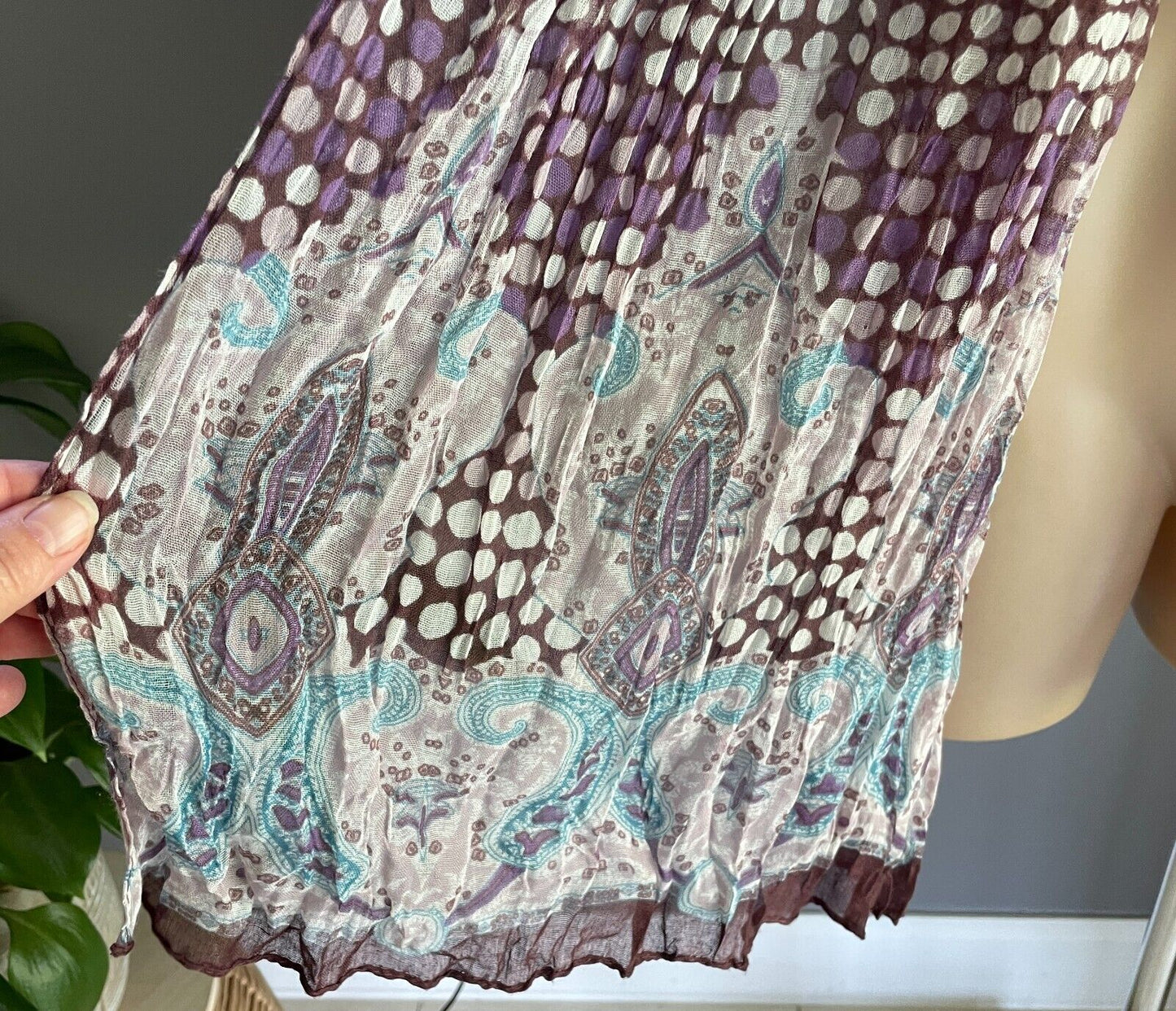 Neck SCARF Dot Paisley Crinkle Plisse Lightweight Cotton Long 70cm x 177cm