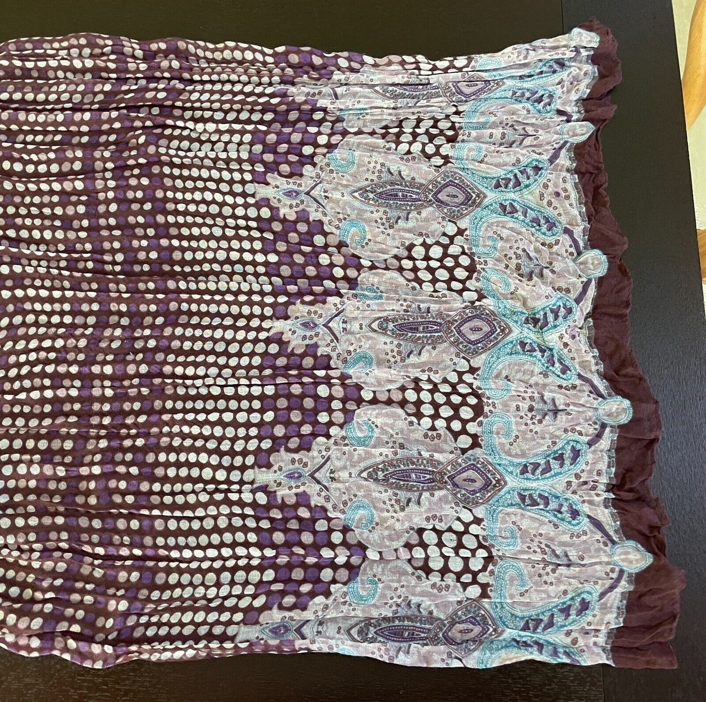 Neck SCARF Dot Paisley Crinkle Plisse Lightweight Cotton Long 70cm x 177cm