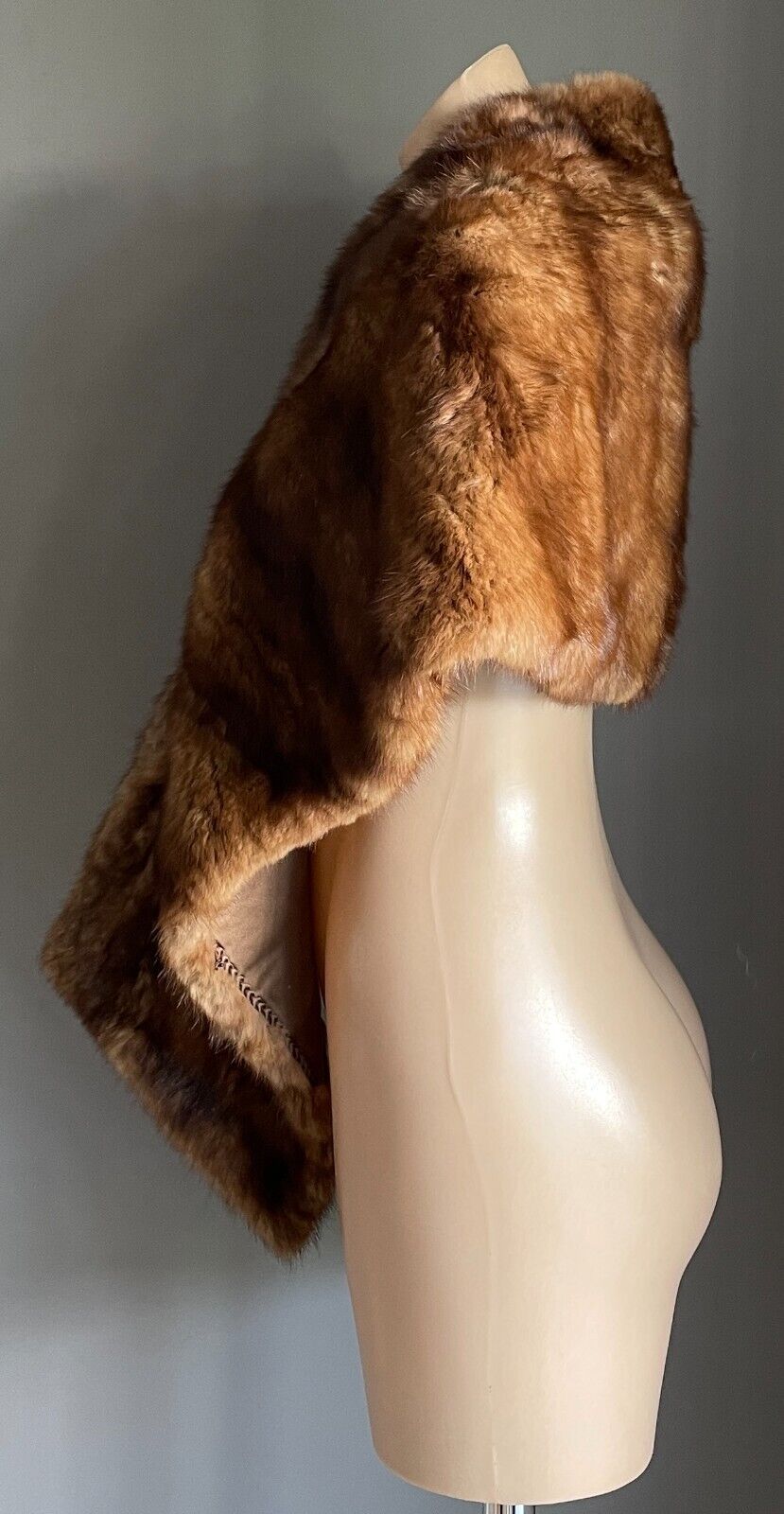 Real Fur Stole GLAMOUR PUSS Brown Shawl Wrap Size 10  16 (Rabbit Fox ?) Vintage