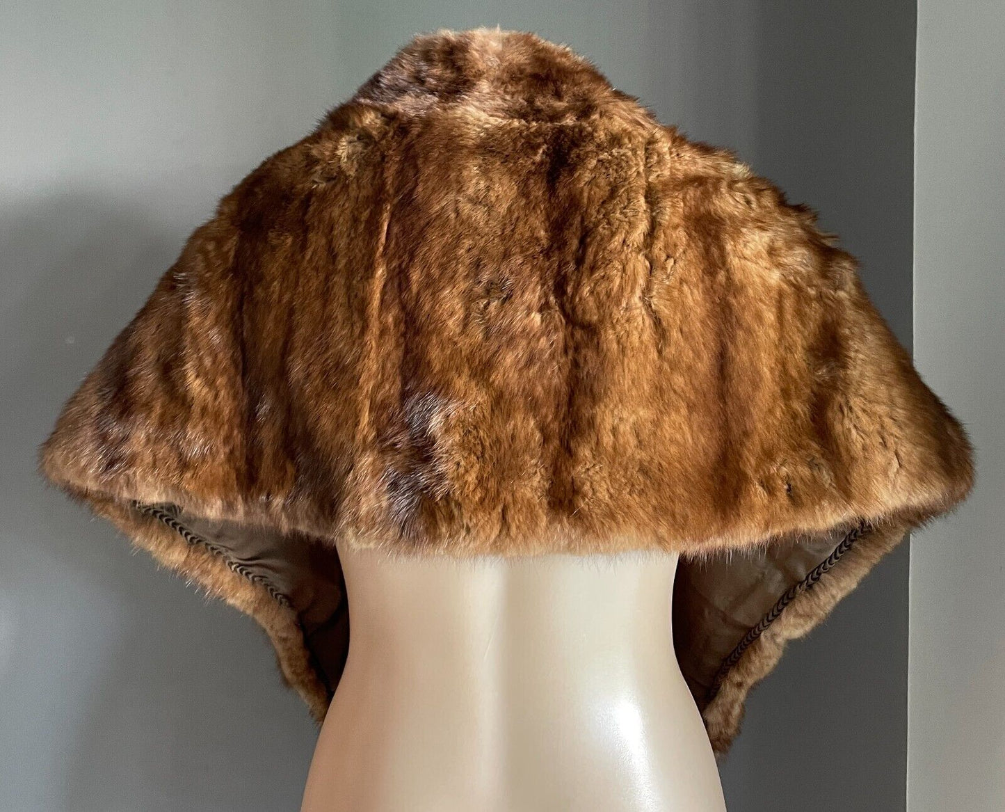 Real Fur Stole GLAMOUR PUSS Brown Shawl Wrap Size 10  16 (Rabbit Fox ?) Vintage