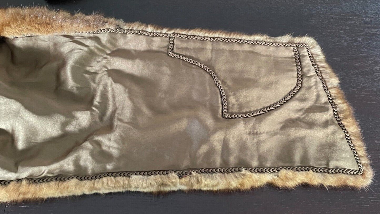 Real Fur Stole GLAMOUR PUSS Brown Shawl Wrap Size 10  16 (Rabbit Fox ?) Vintage