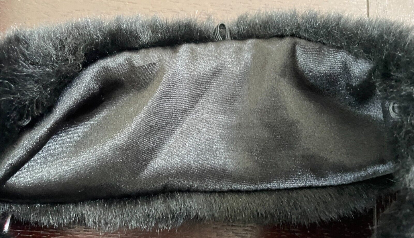 Vintage Faux FUR COLLAR Black Wrap Ribbon Tie Front Fit Sizes 10 - 12 8cm Scarf