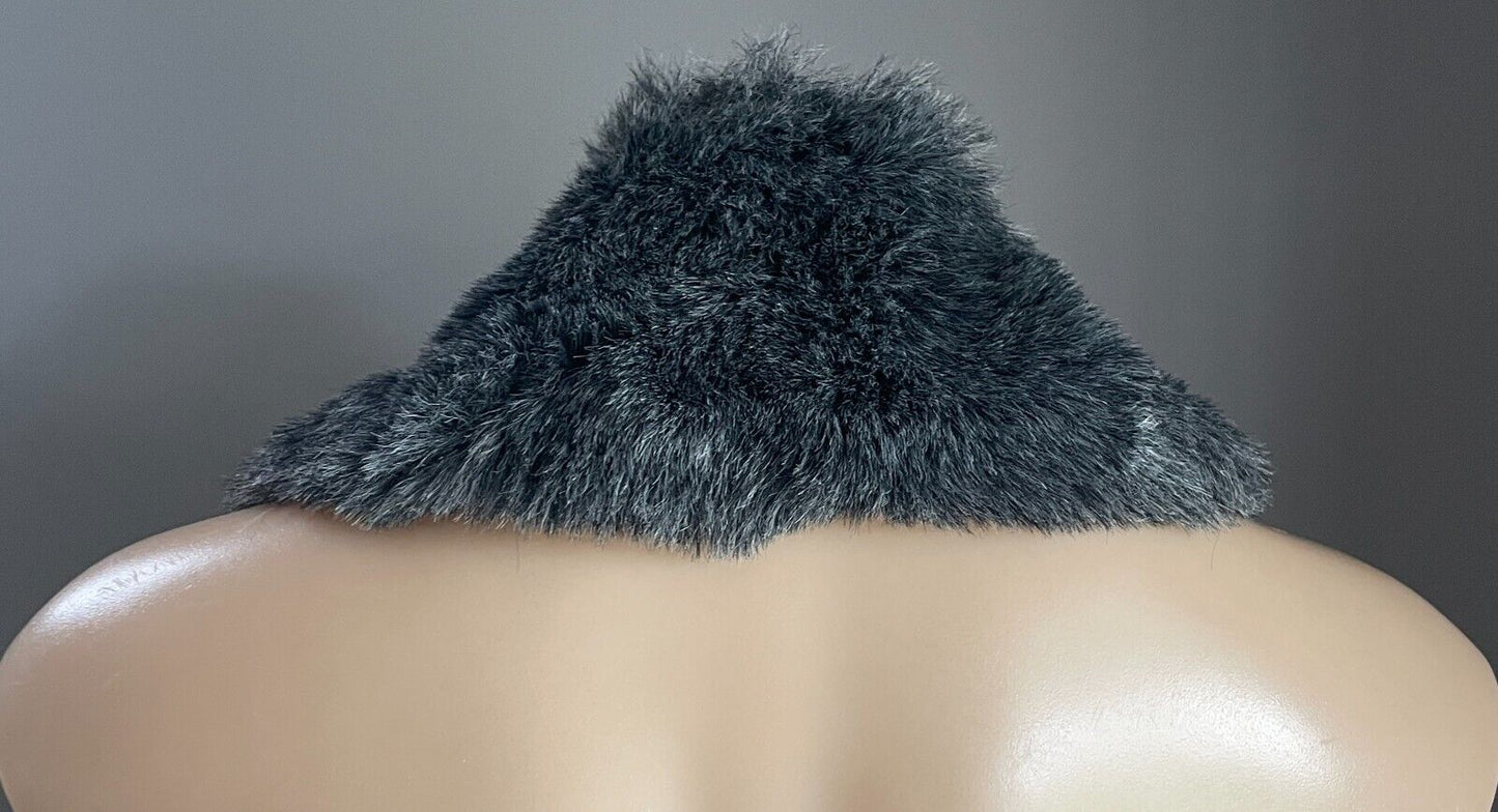 Vintage Faux FUR COLLAR Grey Wrap NO Fastenings Lined14cm W x 48cm L Scarf