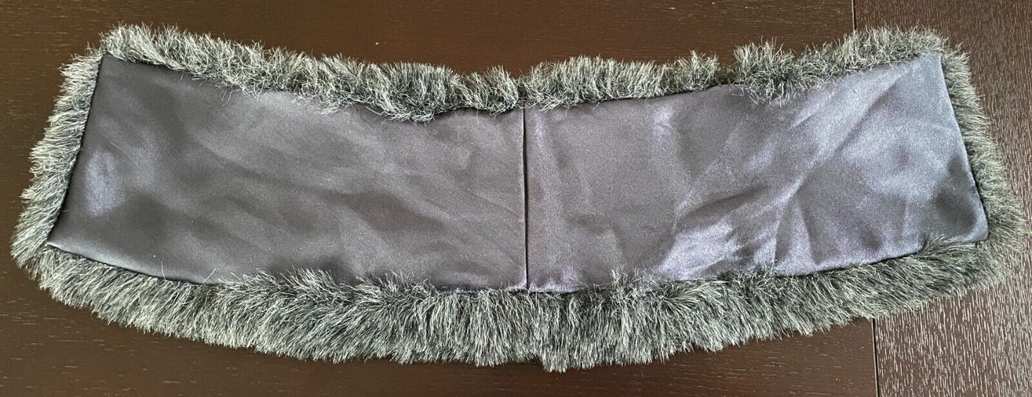 Vintage Faux FUR COLLAR Grey Wrap NO Fastenings Lined14cm W x 48cm L Scarf