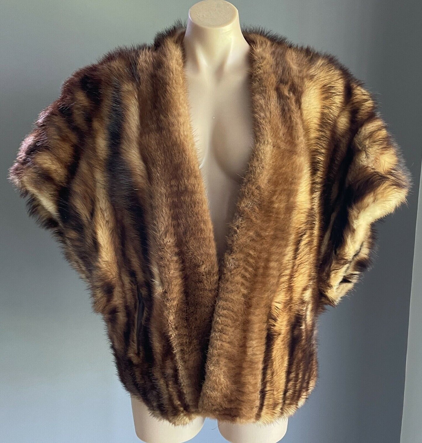 Vintage PELLICCERIA CRISTINA FUR COAT Gillet Jacket  Size 18 Rabbit Fox? Shawl